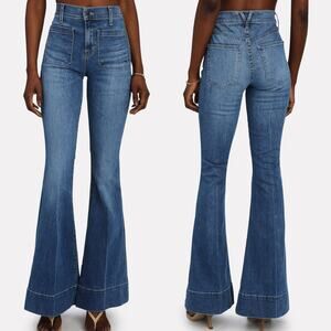 Veronica Beard Sheridan Exaggerated Flare High Rise Jeans Keystone Blue Size 20‎